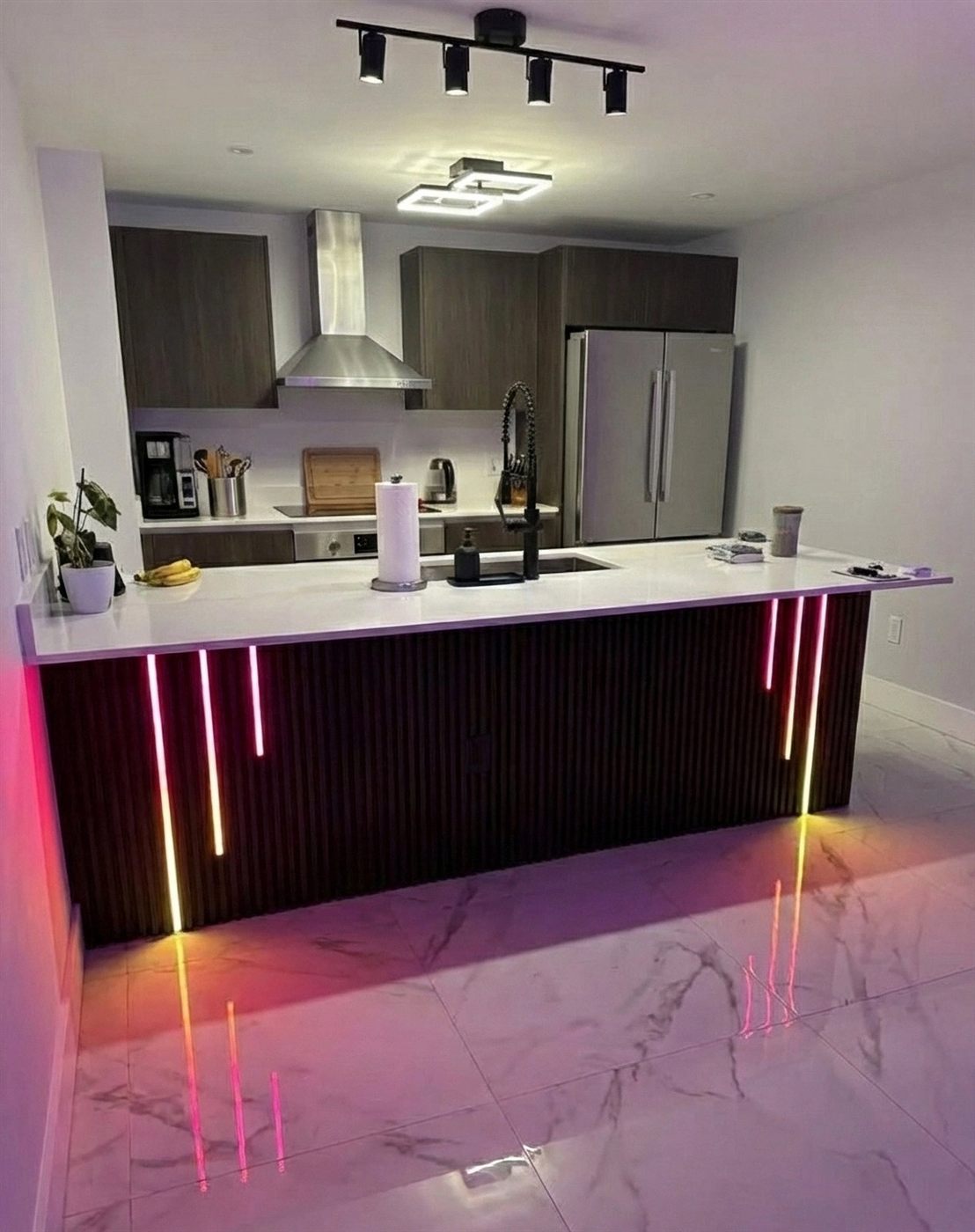 Kitchen island slat wrap