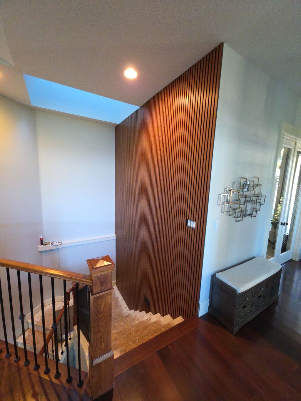 Walnut panel accent wall