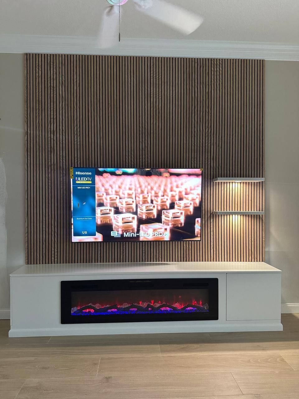 Wood slat feature wall